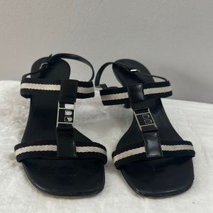 Bally. Made in Italy Black and Cream Women's Sandals size US 10